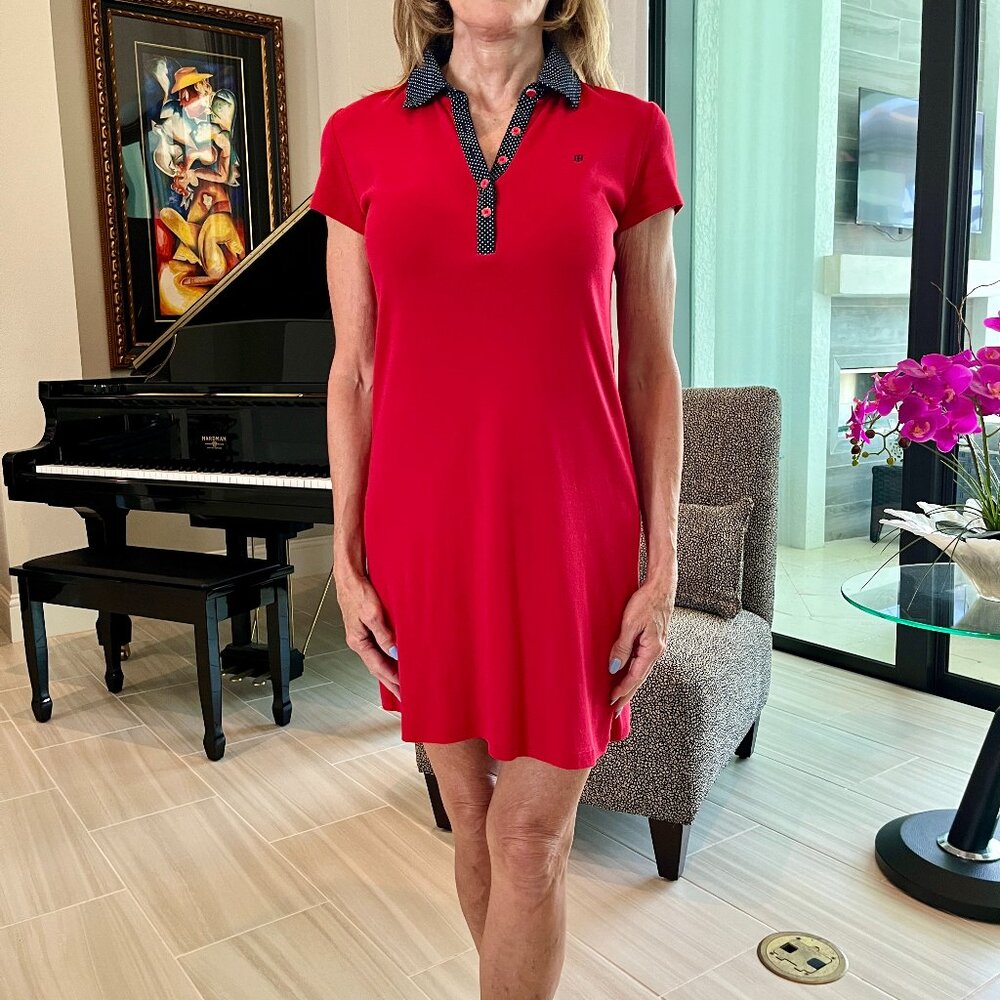 Tommy Hilfiger Red Cotton Dress W/Contrast Color Size XS